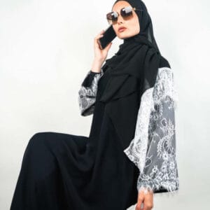 Noir Lace Abaya Set