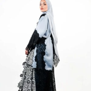 Azure Lace Open Abaya Set